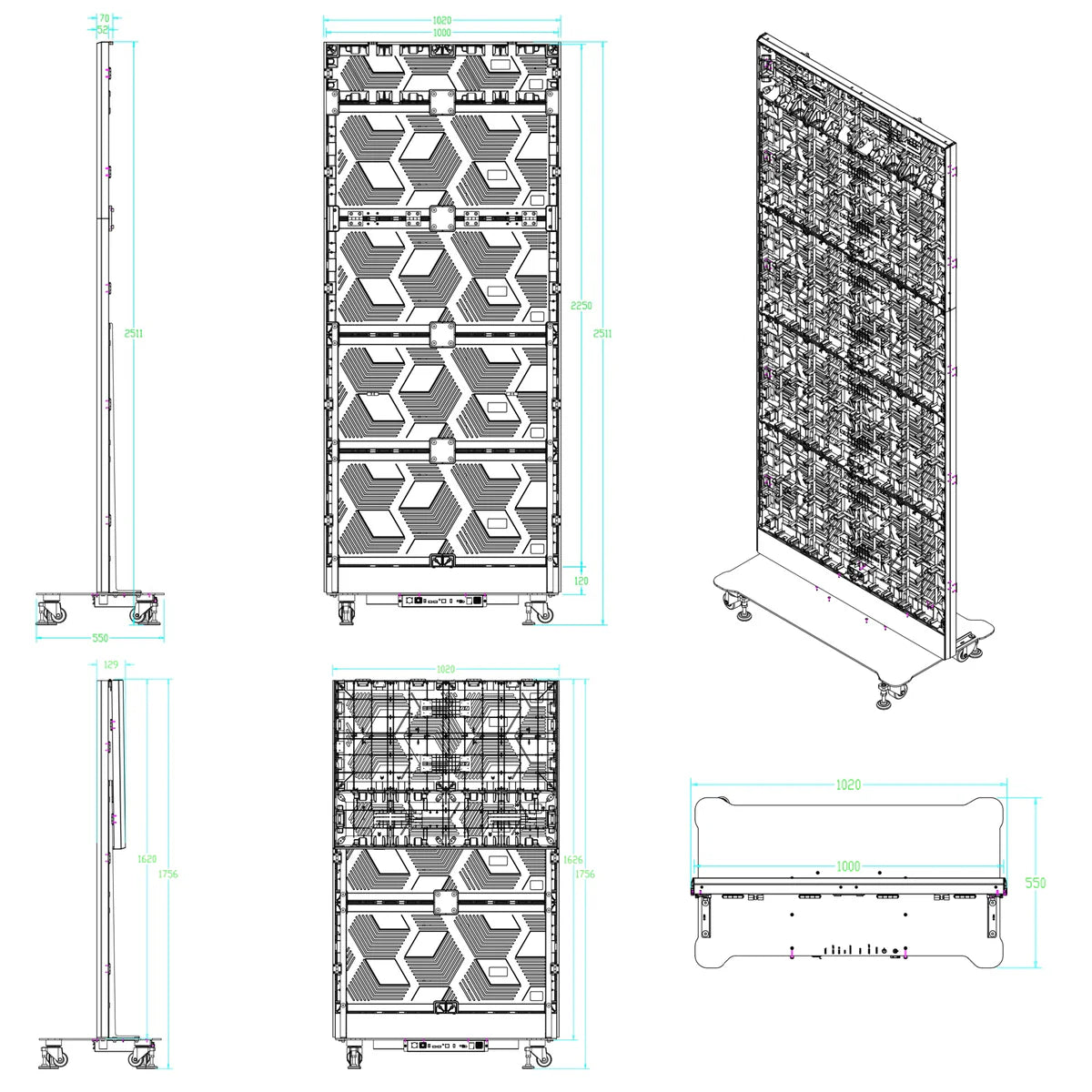 LEP-F Series Foldable Extra-Large LED Digital Signage Poster | GOB Surface + Magnetic Frame | 1000×2250mm | P2.6 / P1.95 / P1.56 / P1.25 | Available in 1 set / 3 set Pack / 6 set Pack