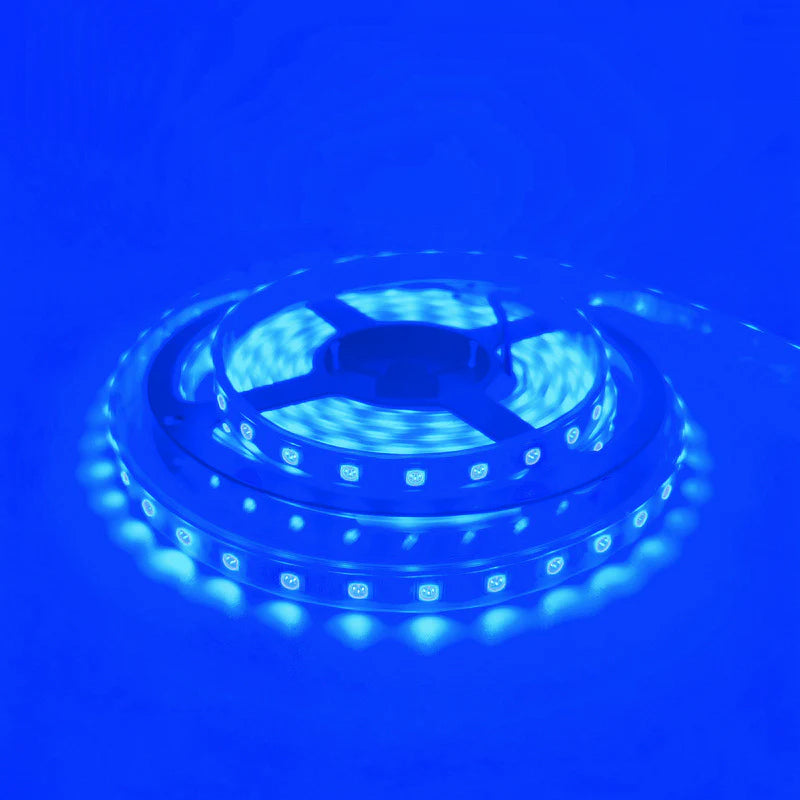 SMD5050 Red/Green/Blue/Yellow/Pink/Icy Blue LED Strip Light | Standard Brightness | 12V DC | 12W/m | 60 LEDs/m | 5m Roll | IP00 / IP65/IP67 Options