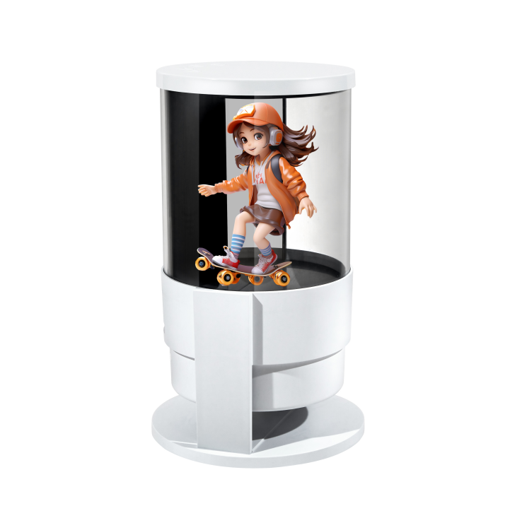 FL Series 14cm (5.5 inch) | 3D Hologram LED Display | Small Size | Asynchronous Control | Commercial Hologram Display | Bluetooth Speaker with Transparent Cylindrical Housing | 2 Blades
