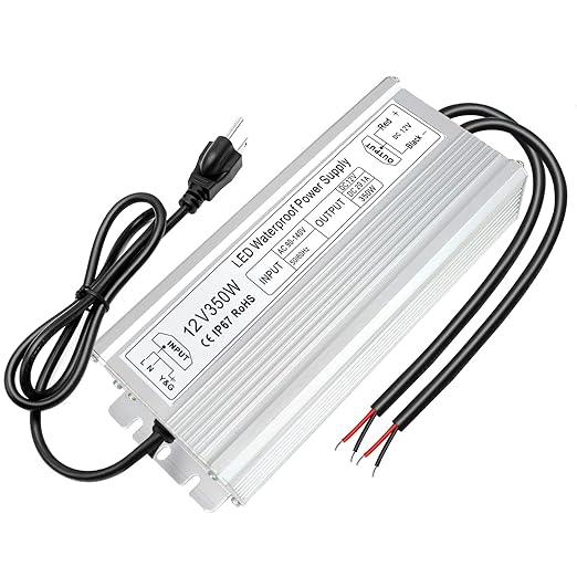 350W Outdoor Waterproof Power Supplies, 12V/24V Output, 90-140V / 175-265V Input, Dual Output, Aluminum Housing, Outdoor Lighting Projects, CE/RoHS/FCC Certified, US/UK/EU Plug, 1-Pack / 10-Pack