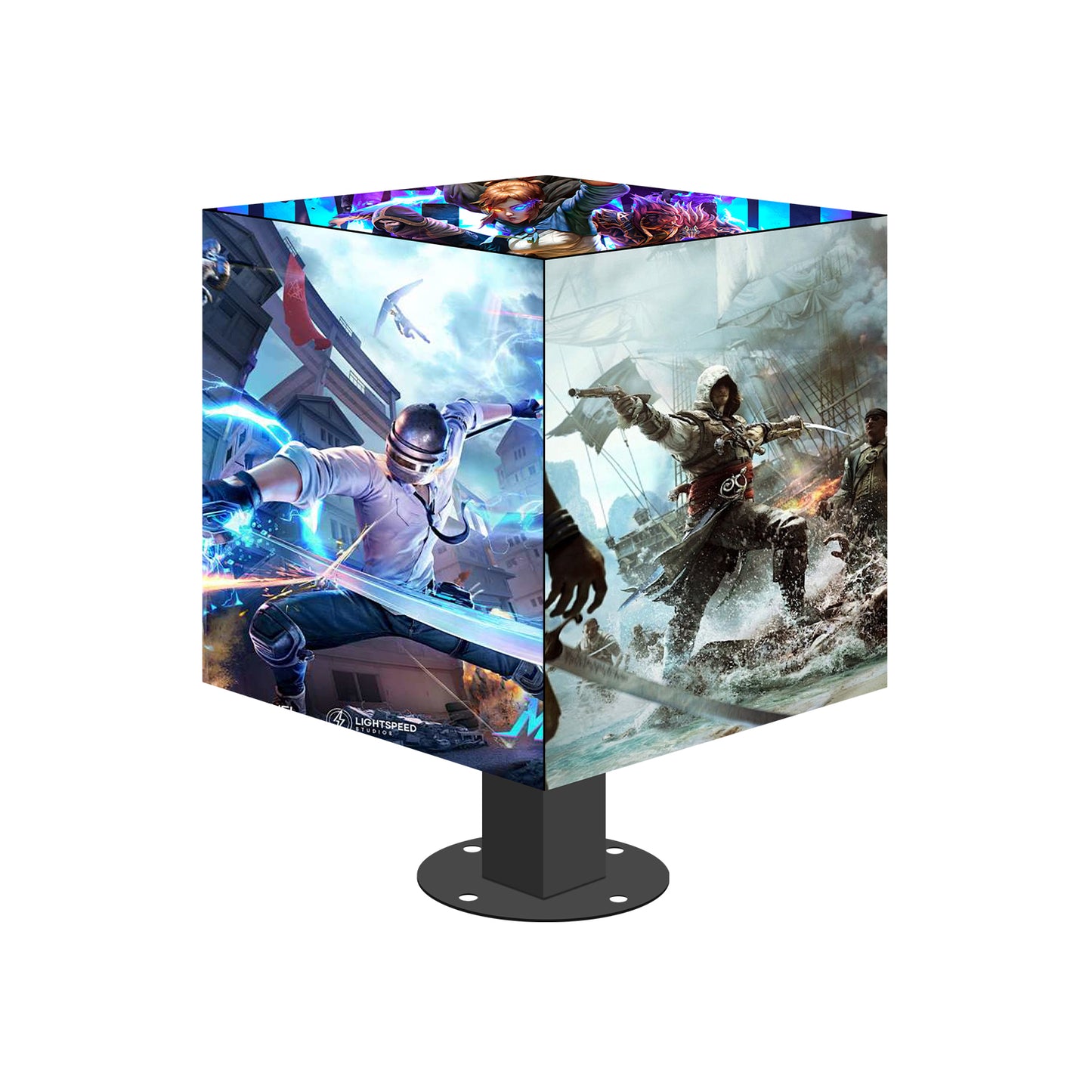 MGC-O Series P2.5 Outdoor 5-Face Magic Cubic LED Display (320×320mm per face, IP65) – Perfect for Outdoor Events & Storefront Promotions