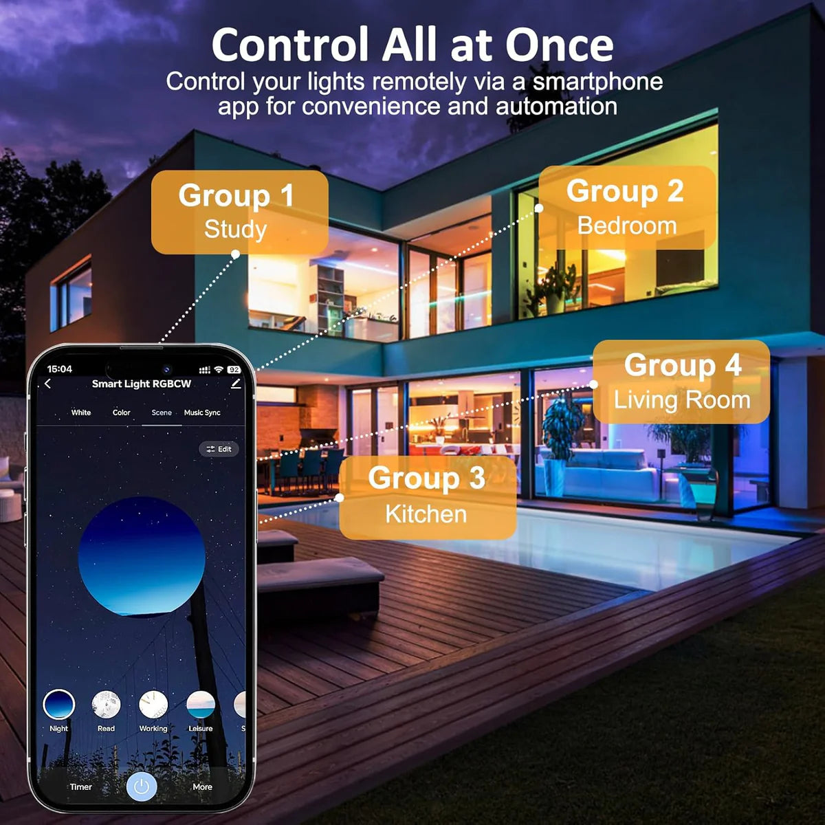 Smart-2B Series COB WiFi Recessed Lighting | 2Inch 5W | Dimmable RGB & CCT 2700-6500K | 100–240V | Black Housing | Compatible with Alexa and Google Home || 50 / 100-Pack