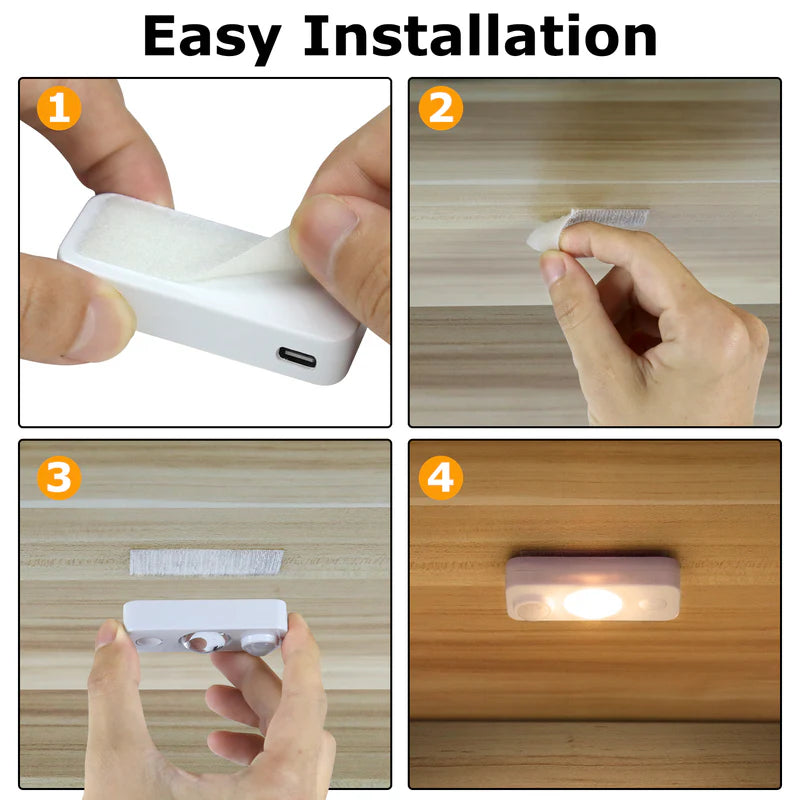 LightingWill Rechargeable LED Motion Sensor Lights (8-Pack) | Warm White / Pure White, Stick-On Cabinet & Closet Lights, USB Charging, No Wiring Needed