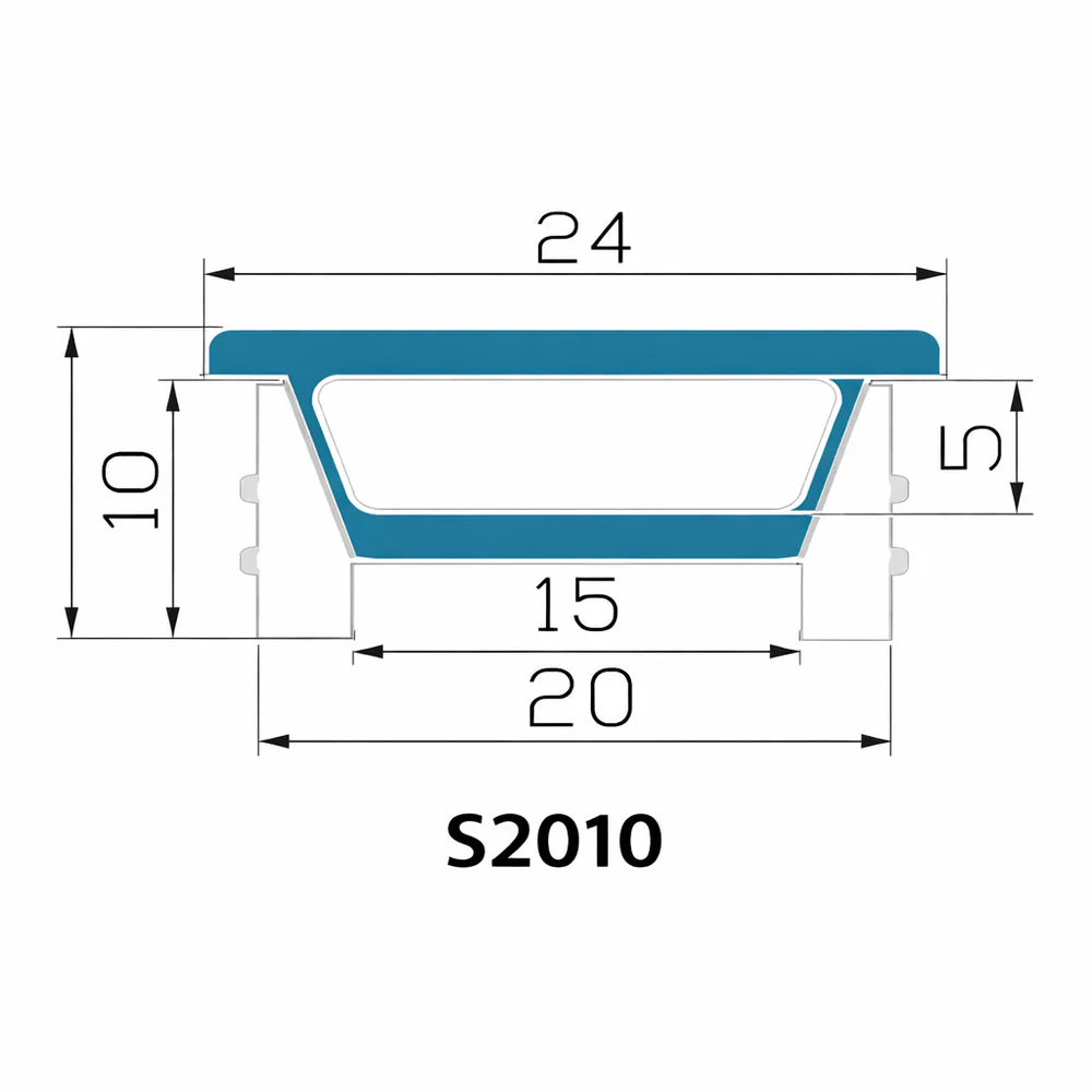 LQ Series S2010 Quick Install LED Neon Profile | Trapezoid Diffuser | 20×10mm Top Emitting silicone neon profile | Max Strip Width ≤15mm | LED Signage Display Lighting | 5M/500M