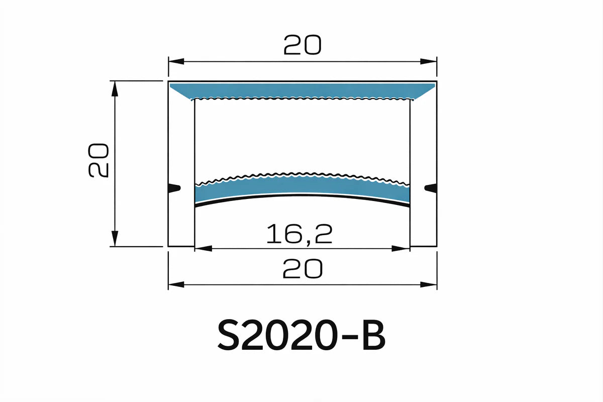 LQ Series S2020-B Quick Install LED Neon Profile | Double-Chamber Diffuser Edge-Free Structure | 20×20mm Top Emitting silicone neon profile | Max Strip Width ≤16mm | Storefront Cove Lighting | 5M/500M