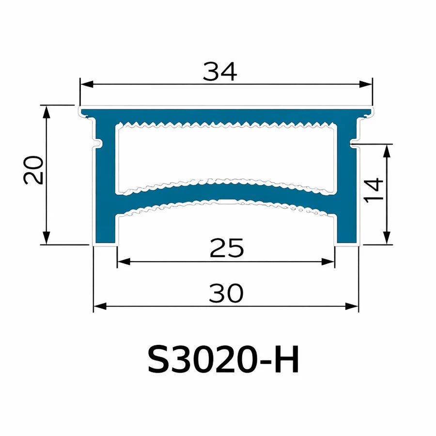 LQ Series S3020-H Black Quick Install LED Neon Profile | Double-Chamber Diffuser | 30×20mm Top Emitting flexible led neon profile | Max Strip Width ≤25mm | Cove Accent Lighting | 5M/500M