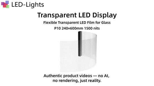 P10 Transparent Adhesive LED Film Demo | 1500nits High-Transparency Glass Sticker Screen | LED-Lights