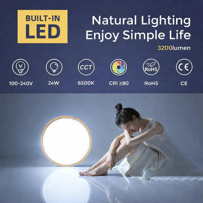 AC 220–240V Wood Grain Round Flush Mount LED Ceiling Light – 12 Inch – 3000K / 4500K / 5000K / 6500K – for Residential & Commercial Lighting – Local Stock (UK/DE)