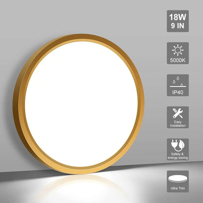 AC 110–130V Gold Round Flush Mount LED Ceiling Light – 18 / 24 / 32 Inch – 3000K / 4500K / 5000K / 6500K – for Residential & Commercial Lighting – Local Stock (US)