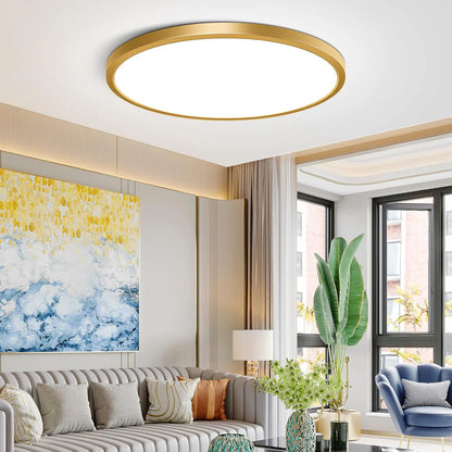 AC 110–130V Gold Round Flush Mount LED Ceiling Light – 18 / 24 / 32 Inch – 3000K / 4500K / 5000K / 6500K – for Residential & Commercial Lighting – Local Stock (US)
