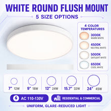 AC 110–130V White Round Flush Mount LED Ceiling Lights – 7 / 9 / 12 / 15.7 / 24 Inch – 3000K / 4500K / 5000K / 6500K – for Residential & Commercial Lighting – Local Stock (US)