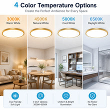 AC 110–130V Gold Round Flush Mount LED Ceiling Light – 18 / 24 / 32 Inch – 3000K / 4500K / 5000K / 6500K – for Residential & Commercial Lighting – Local Stock (US)
