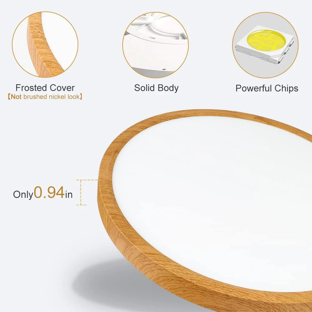 AC 220–240V Wood Grain Round Flush Mount LED Ceiling Light – 12 Inch – 3000K / 4500K / 5000K / 6500K – for Residential & Commercial Lighting – Local Stock (UK/DE)