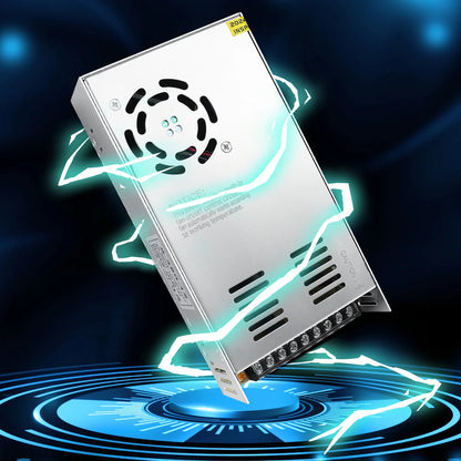 DC 12V/24V 350W–600W Industrial Switching Power Supplies, AC 110/220V Input, High Power LED Driver Transformer, Cooling Fan Metal Case, CE/FCC/RoHS Certified