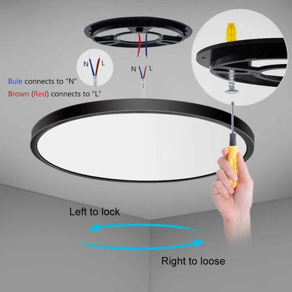 AC 220–240V Black Round Flush Mount LED Ceiling Light – 7 / 9 / 12 / 15.7 Inch – 3000K / 4500K / 5000K / 6500K – for Residential & Commercial Lighting – Local Stock (UK)