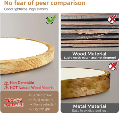 AC 220–240V Wood Grain Round Flush Mount LED Ceiling Light – 12 Inch – 3000K / 4500K / 5000K / 6500K – for Residential & Commercial Lighting – Local Stock (UK/DE)