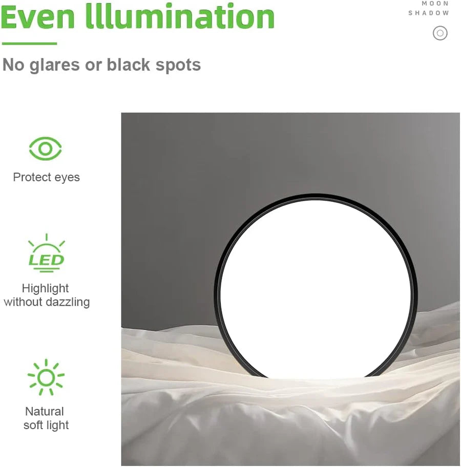 AC 110–130V Black Round Flush Mount LED Ceiling Light – 15.7 Inch – 3000K / 4500K / 5000K / 6500K – for Residential & Commercial Lighting – Local Stock (US)