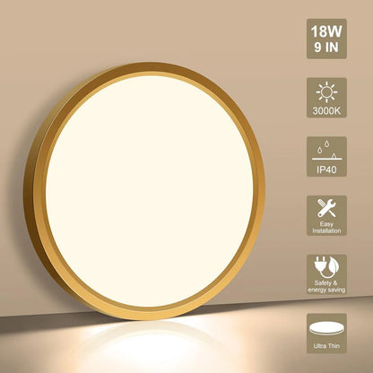 AC 110–130V Gold Round Flush Mount LED Ceiling Light – 18 / 24 / 32 Inch – 3000K / 4500K / 5000K / 6500K – for Residential & Commercial Lighting – Local Stock (US)