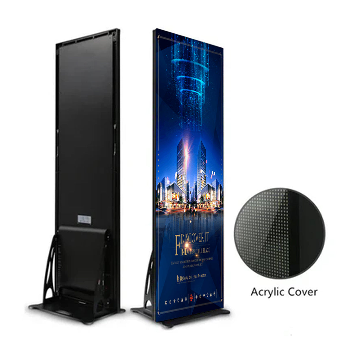 LEP-B Series Frameless LED Digital Poster Display | 640×1920mm Indoor Plug-in | P1.25 / P1.53 / P1.86 / P2.5 | Acrylic Front Panel