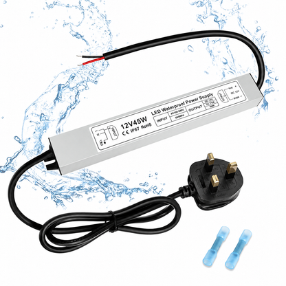 45W Outdoor Waterproof Power Supplies, 12V Output, 90-265V Input, Single Output, Aluminum Housing, Outdoor Lighting Projects, CE/RoHS/FCC Certified, US/UK/EU Plug, 1-Pack / 10-Pack