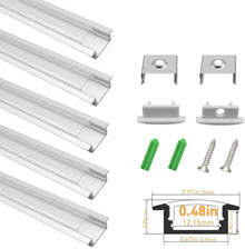 U Shape LED Channel - U01-A 12mm | Silver / Black Aluminum Profile | Milky White Cover | Heavy-Duty LED Mounting Track – 1m / 2m / 3m | 50 / 100-Pack