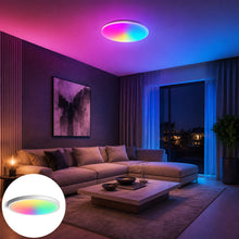 AC 110–130V | White Smart RGBCW Round Flush Mount LED Ceiling Lights  – RGB Color Changing, 12 Inch 2700K–6500K Adjustable with Dimmable Brightness, Compatible with Alexa/Google Home/APP Control WiFi Light for Bedroom/Kids Room/Party