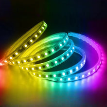 SMD5050 RGB Dream Color High Voltage LED Neon Strip Light – 7x15.5mm | 12W/M | 60 LEDs/M | AC110-240V | Remote & APP Controller | IP67 Waterproof RGBIC Chasing Neon Light Kit for Indoor & Outdoor Accent & Decorative Lighting | 50/100M