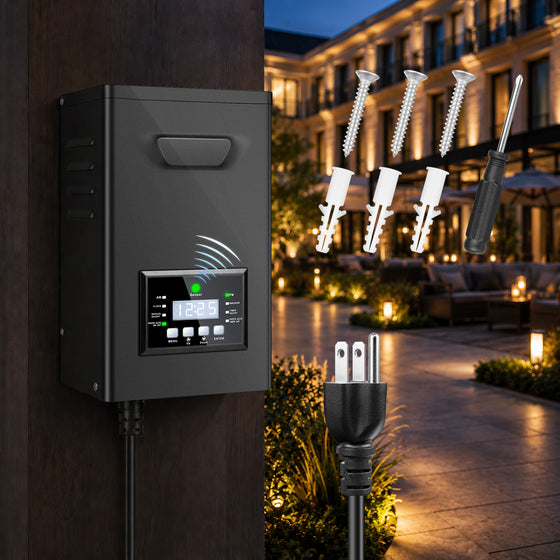 300W / 400W Outdoor Low Voltage Transformer, 120V to 12V/14V AC, Timer & Internal Photocell, Single Zone,Outdoor Lighting Power Supply for Yard, Garden & Patio Lighting