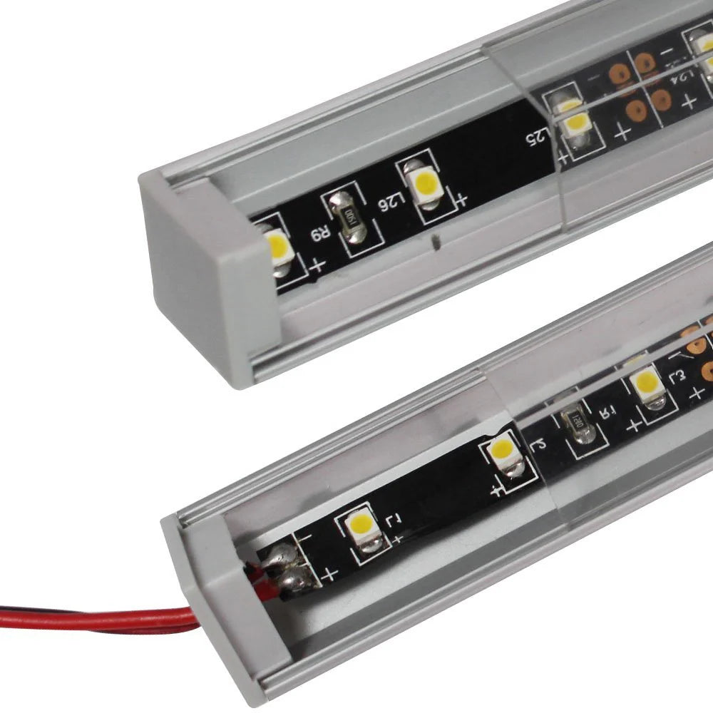 V Shape LED Channel - V01-A 12mm Silver / Black Aluminum Profile | Milky White Cover | Heavy-Duty LED Mounting Track – 1m / 2m / 3m | 50 / 100-Pack