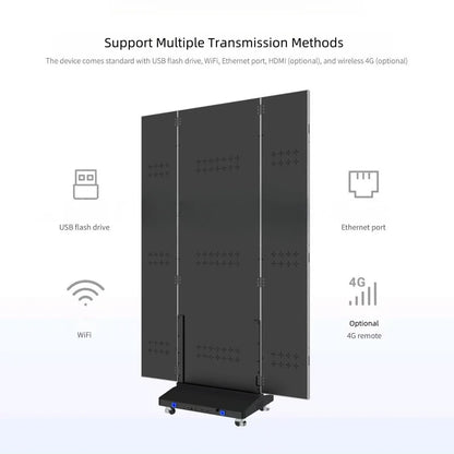 LEP-TR Series Tri-Fold LED Digital Signage Poster | 1280×1920mm Foldable Panel | P2.5 / P2 / P1.86 / P1.53 | GOB Surface | Portable Indoor Kiosk Display