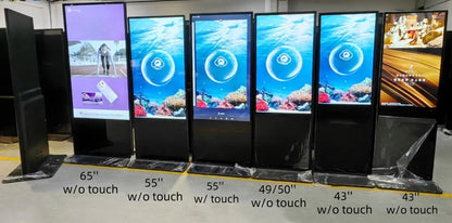 50‘’ Indoor Single-Sided Floor-Standing LCD Advertising Koisk with Wheel Stand | Android RK3568 2GB+16GB | Non-Touch / Infrared / Capacitive Touch | CMS Preinstalled