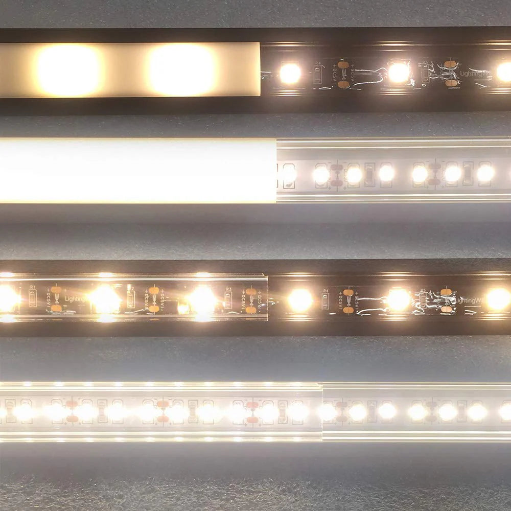 V Shape LED Channel - V02-A 12mm Silver / Black Aluminum Profile | Milky White Cover | Heavy-Duty LED Mounting Track – 1m / 2m / 3m | 50 / 100-Pack