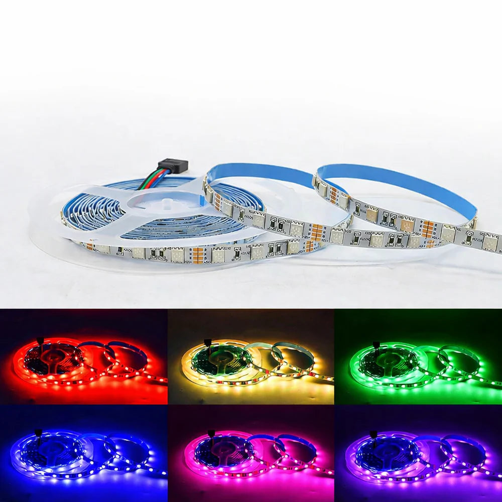 8MM Wide SMD5050 RGB LED Strip Light - DC12V | 8mm PCB | 60 LEDs/M | Non-Waterproof | for Mirror, Kitchen Cabinet, Bedroom | 50/500M