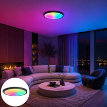 AC 110–130V | Black Smart RGBCW Round Flush Mount LED Ceiling Lights – RGB Color Changing, 12 Inch 2700K–6500K Adjustable with Dimmable Brightness, Compatible with Alexa/Google Home/APP Control WiFi Light for Bedroom/Kids Room/Party