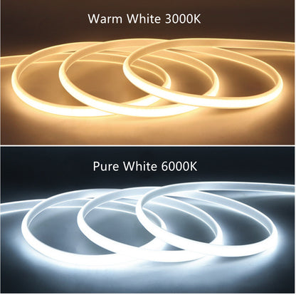 110V / 220V AC FCOB LED Flexible Strip Light | Spotless High Brightness | 6500K / 3000K | IP65 Waterproof | Inline Power Switch | US / EU Plug |  50m / 100m Roll