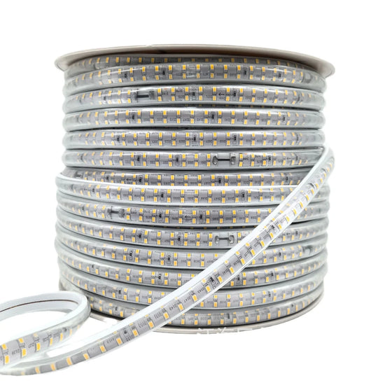 SMD2835 Dual Row High Voltage LED Neon Strip Light – 8x18mm | 9W/M | 180 LEDs/M | 3000K / 4000K / 6000K / Red / Green / Blue / Pink / Golden Yellow | IP68 Waterproof Flexible Rope Light for Indoor & Outdoor Decor | with Power Plug | 50/100M