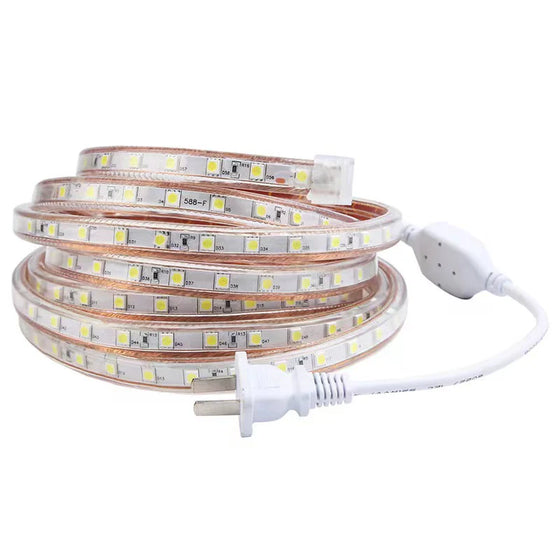 SMD5050 High Voltage LED Neon Strip Light – 60 LEDs/M | 3000K / 4000K / 6000K / Red / Green / Blue / Pink | AC110V / 220V | Waterproof Flexible Flat Rope Light for Indoor & Outdoor Accent & Decorative Lighting | with Power Plug | 50/100M