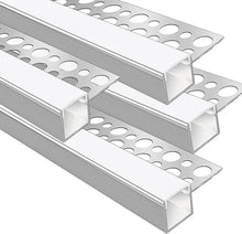 One-Sided Drywall LED Aluminum Profiles – for 1–9mm LED Strip Plaster-in Recessed Profile | Silver | Milky White Cover | 1m / 2m / 3m | 50 / 100-Pack