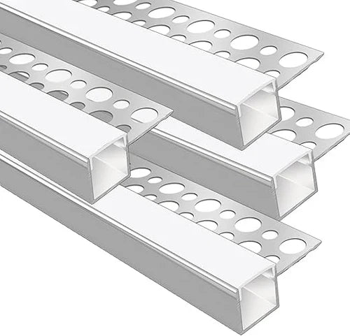 Double-Sided Drywall LED Aluminum Profiles – for 1–20mm LED Strip Plaster-in Recessed Profile | Silver | Milky White Cover | 1m / 2m / 3m | 50 / 100-Pack