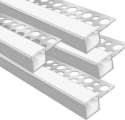 Double-Sided Drywall LED Aluminum Profiles – for 1–20mm LED Strip Plaster-in Recessed Profile | Silver | Milky White Cover | 1m / 2m / 3m | 50 / 100-Pack