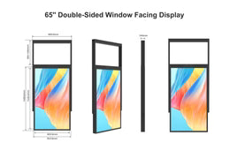 65" Double-Sided High Bright Window LCD Display, 2500nits Front + 700nits Back, Android 2+32G, Non-Touch, Cloud/APP/USB, Hanging/Floor Stand