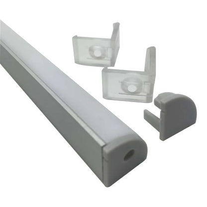 V Shape LED Channel - V02-A 12mm Silver / Black Aluminum Profile | Milky White Cover | Heavy-Duty LED Mounting Track – 1m / 2m / 3m | 50 / 100-Pack