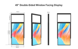 49" Double-Sided High Bright Window LCD Display, 2500nits Front + 700nits Back, Android 2+32G, Non-Touch, Cloud/APP/USB, Hanging/Floor Stand