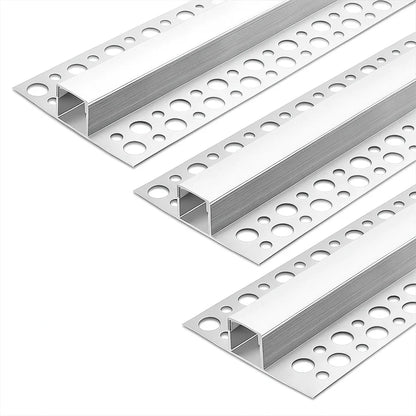 Double-Sided Drywall LED Aluminum Profiles – for 1–12mm LED Strip Plaster-in Recessed Profile | Silver | Milky White Cover | 1m / 2m / 3m | 50 / 100-Pack