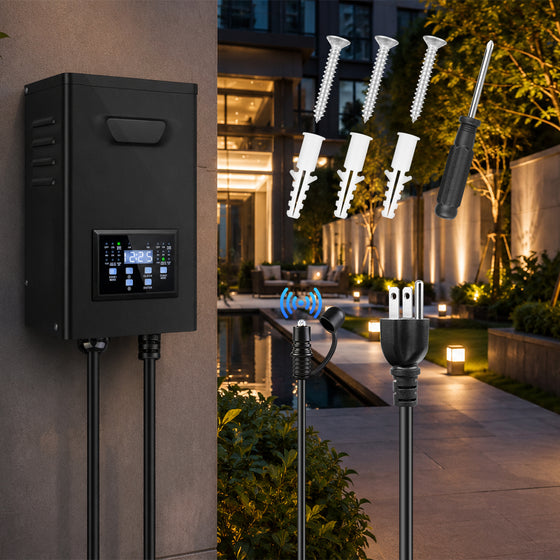300W / 400W, Dual Zone Outdoor Low Voltage Transformer, 120V to 12V/14V AC, Timer & External Photocell, Outdoor Lighting Power Supply for Yard, Garden & Patio Lighting