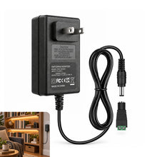 DC 24V Wall Plug LED Adapter 48W/72W, AC 100–240V Input Switching Wall Plug LED Adapter with US Plug, Black Housing - for LED Strip Lights and Electronics