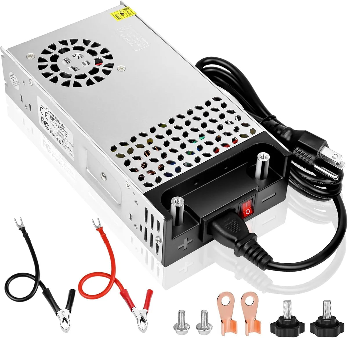 Upgrade 12V DC Industrial Switching Power Supplies 360W–720W (30A–60A), AC 110/240V Input Converter & Transformer, Cooling Fan Design, LED Driver Adapter for Strip Lights, 3D Printer, Radio — US/UK/EU Plug Options, CE/FCC/RoHS Certified