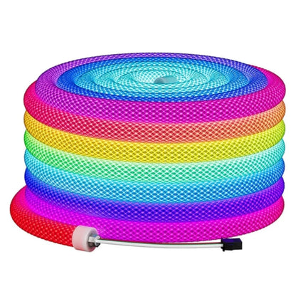 360° RGB Woven-Style Neon LED Light Strip | 5V Flexible Silicone Tube | Waterproof, Full-View Illumination, Plug & Play Kit with Controller (5m / 20 Rolls Options)