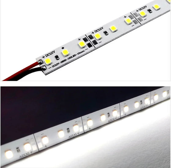 SMD2835 10MM Wide Rigid LED Strip Light, DC12V / 24V 12W/M 120 LEDs/M 10mm PCB 1Meter Length, Warm White / Natural White / Daylight White / Cool White / Blue / Red / Green High Brightness Indoor Lighting, 50PCS / 500PCS