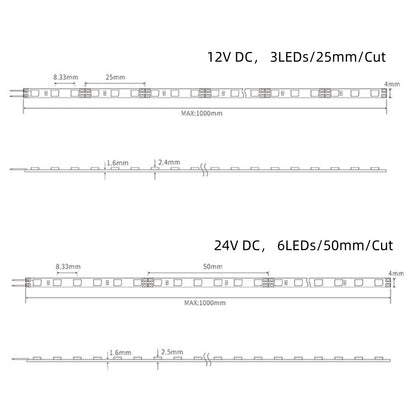 SMD2835 4MM Wide Rigid LED Strip Light, DC12V / 24V 12W/M 120 LEDs/M 4mm PCB 1Meter Length, Warm White / Natural White / Daylight White / Cool White / Blue / Red / Green High Brightness Indoor Lighting, 50PCS / 500PCS